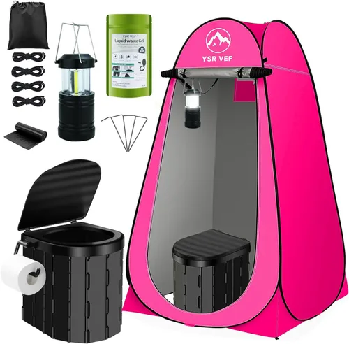 Miniatura 11 de Portable Toilet Kit, Camping Toilet with Pop-Up Privacy Tent and Poo Gel Toilet Bags, Washable Portable Outdoor Showers Changing Rooms
