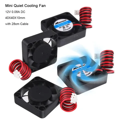 Miniatura 2 de Ventilador de impresora 3D de 4 piezas, 12 V, 1.575 in, 12 voltios, 0.08 A, CC, mini refrigeración silenciosa, 1.575 x 1.575 x 0.394 in, con cable