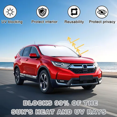Miniatura 3 de Parasol de parabrisas mejorado para Honda CR-V 2017-2022 Premium 310T de poliéster reflectante bloqueador UV, ajusto personalizado, plegable