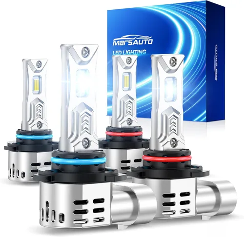 Miniatura 11 de Marsauto Bombillas LED H4, 1200% de brillo, 70000 lm, blanco frío 6500K, tamaño mini halógeno 1:1, anillo ajustable de 8 agujeros para haz perfecto