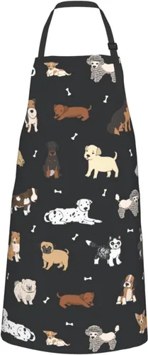 Miniatura 8 de Perinsto Delantal Impermeable para Mascotas Perros Gatos Animales Lindos con Babero para Aseo Cocina Horneado Pintura Jardinería Perro (negro)