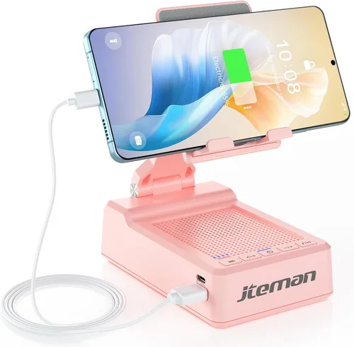 Miniatura 9 de JTEMAN Regalos para hombres y mujeres, soporte ajustable para teléfono celular con altavoz Bluetooth y función de carga, genial idea de regalo
