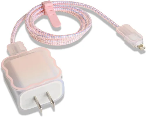 Miniatura 28 de Compatible con iPhone de 18 W/20 W, funda de cargador USB-C, bonito protector de cargador suave transparente con ondas de corazón 3D, bonito