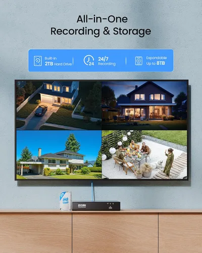 Miniatura 7 de ZOSI Sistema de cámara de seguridad PoE 4K para exteriores, NVR PoE de 8 canales (16 canales expandibles) con disco duro de 2 TB, 8 cámaras IP
