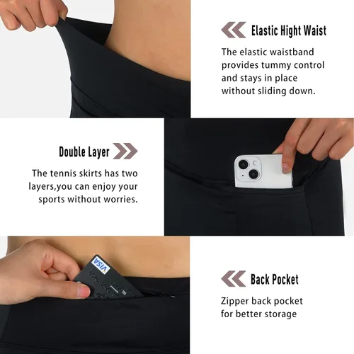 Miniatura 4 de beroy Faldas cortas para mujer, falda de 20 pulgadas hasta la rodilla para mujer, falda deportiva con pantalones cortos