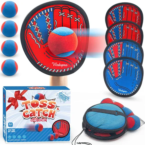 Juego de pelota para tirar y atrapar, guantes de béisbol para niños pequeños y juguetes de pelota para atrapar, juegos al aire libre para niños y