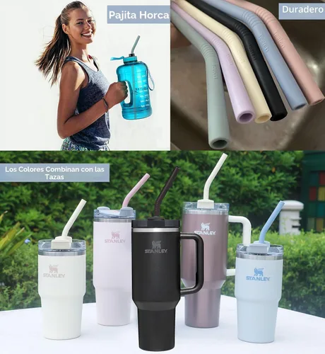 Miniatura 6 de Paquete de 6 pajitas de repuesto de silicona extra largas de 35.5 cm en color pastel para taza Stanley de 40 oz, pajita flexible reutilizable alta