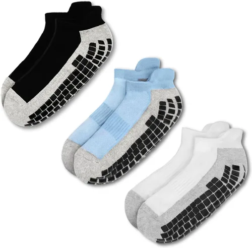 Calcetines antideslizantes de yoga con agarre acolchado para pilates, barre para entrenamiento en casa, hospital, calcetines antideslizantes para