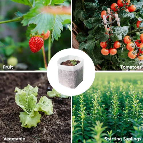 Miniatura 8 de Belit Bolsas de cultivo para guardería, 100 macetas de tela no tejidas para plantar semillas de jardinería, papa, flores, plantas de tomate
