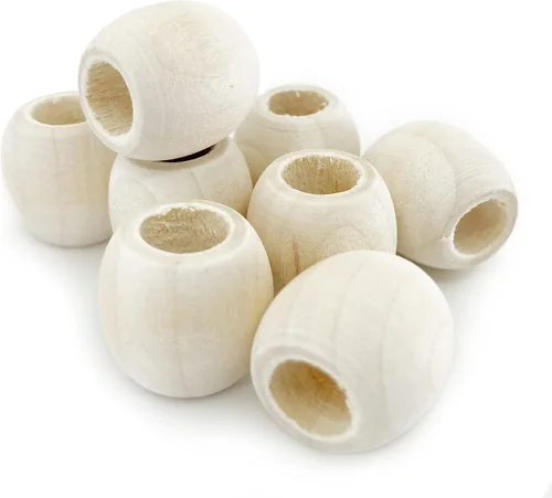 Miniatura 7 de Mezcla de 200 cuentas de madera de barril de 0.669 in de colores de granja en oro, natural, blanco, negro y gris
