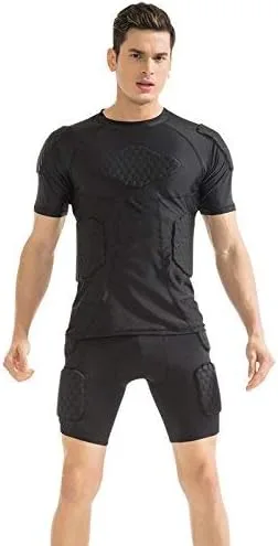 Miniatura 2 de TOUYR - Camiseta de compresión acolchada y pantalones para hombre, chaleco de entrenamiento sin mangas, camiseta y pantalón corto, costillas