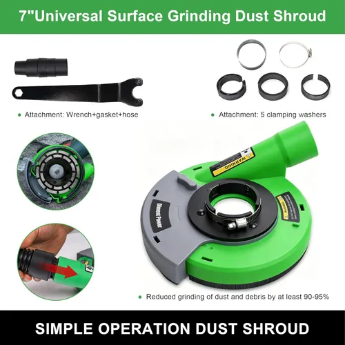 Miniatura 2 de Cubierta universal antipolvo para pulido de superficies para amoladora angular de 7 pulgadas. Recoge polvo de pulido - Piedra, cemento, mármol