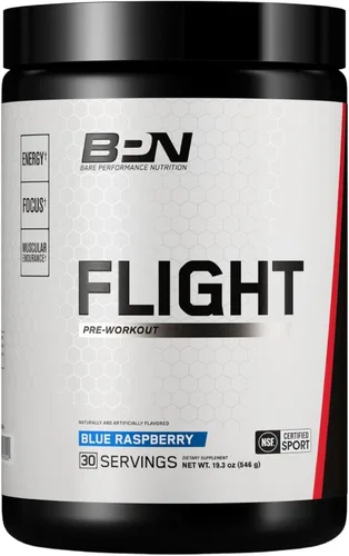 Bare Performance Nutrition, BPN Flight Pre Entrenamiento, Frambuesa Azul, 30 porciones