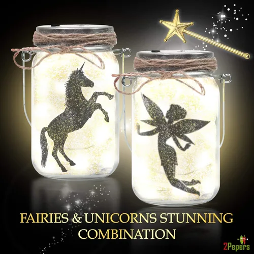 Miniatura 2 de 2Pepers Kit de Manualidades DIY de Luz Nocturna de Hadas y Unicornio (Paquete de 2), Frascos de Linterna de Hadas Artes y Manualidades para Niñas