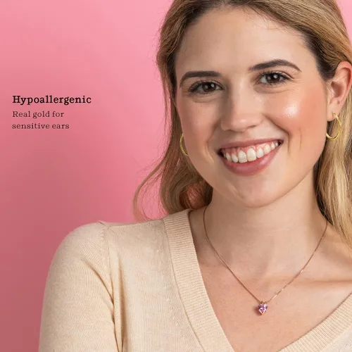 Miniatura 5 de Aretes de aro de tubo de 14 K de 0.18 pulgadas, corte de diamante