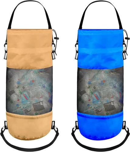 Miniatura 10 de Paquete de 2 accesorios portátiles para barcos, bolsas de basura de malla, contenedor de basura para barco, kayak, cámper, pesca, cabina, Blanco