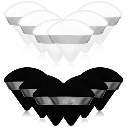 12 esponjas de maquillaje cosméticas, 2.76 pulgadas, portátil, suave, esponja, ajuste facial, terciopelo triangular con asa de cinta para polvo 6