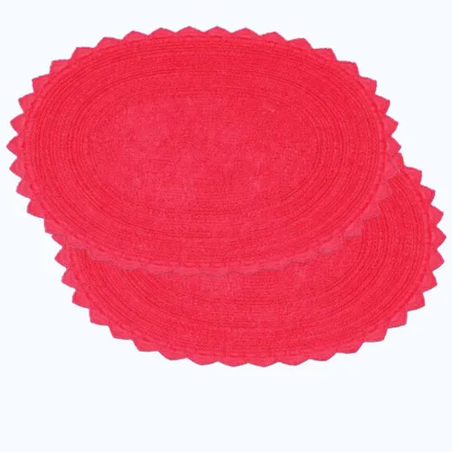 Miniatura 64 de Royal Blaze Tapete de baño de algodón rojo, reversible, pequeño ovalado de 18 x 26 pulgadas, lavable y decorativo