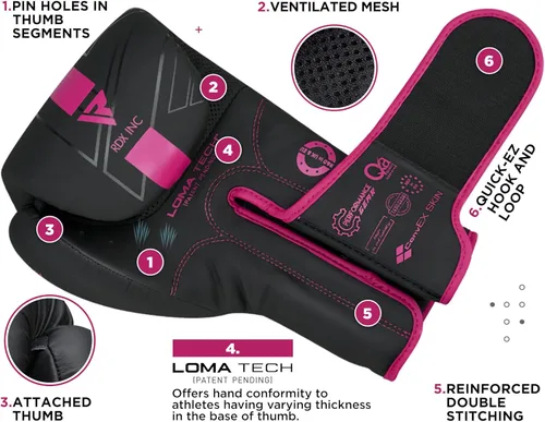 Miniatura 2 de Guantes de boxeo RDX para mujeres, para entrenamiento profesional y sparring, de cuero Maya, para Muay Thai, artes marciales mixtas, kickboxing