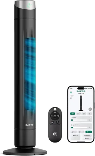Miniatura 46 de ZAFRO Ventilador de torre inteligente para dormitorio, ventilador de torre oscilante de 120°, 28 pies/s de alta velocidad, 12 velocidades, 4 modos