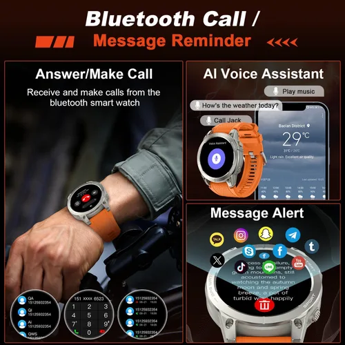 Miniatura 2 de Reloj inteligente para hombres con GPS Fitness: 1.43 "AMOLED Militar Hacer respuesta llamada Correr Relojes digitales para hombre Impermeable