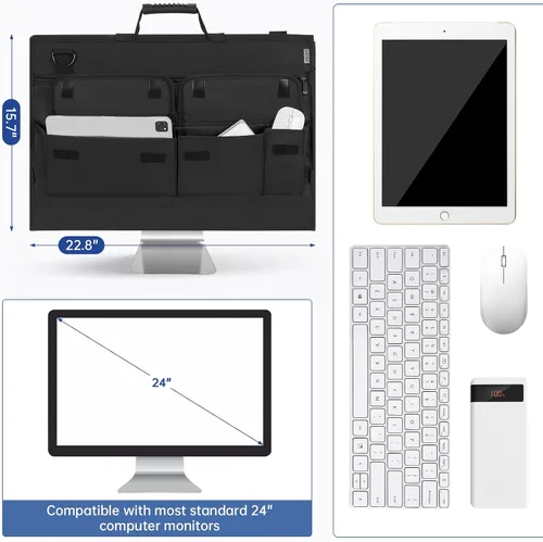 Miniatura 2 de Funda de transporte para monitor, funda de viaje para pantallas LCD de 24 pulgadas y monitores, bolsa protectora para monitor con asa de transporte