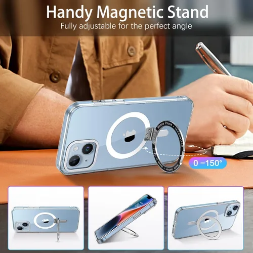 Miniatura 2 de DUEDUE Funda magnética para iPhone 14, funda para iPhone 13 con soporte invisible [compatible con Magsafe], funda protectora de cuerpo completo