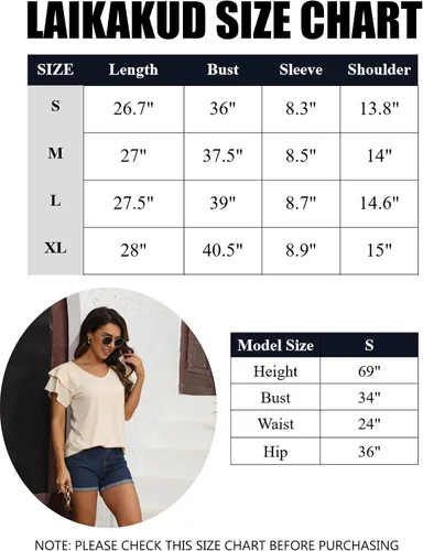 Miniatura 4 de DSPSAM Summer Tops for Women 2023 Puff Sleeve Business Casual Dressy Ladies Blouses V-Neck Shirt Loose Fit Tunic