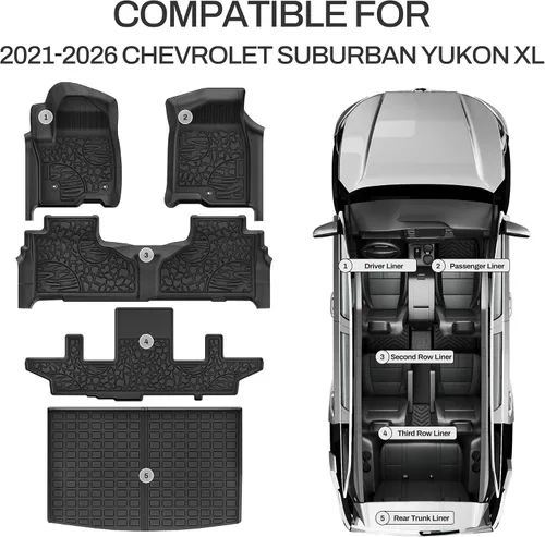 Miniatura 2 de AUTOSAVER88 Alfombrillas y revestimientos de carga para Chevrolet Suburban/GMC Yukon XL de 7 plazas con asientos de cubo 2021-2025 2026