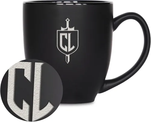 Miniatura 318 de Rico Industries - Taza de cerámica mate negra con grabado láser estándar de 15oz para NCAA (escuelas T & U) - Para bebidas calientes o frías