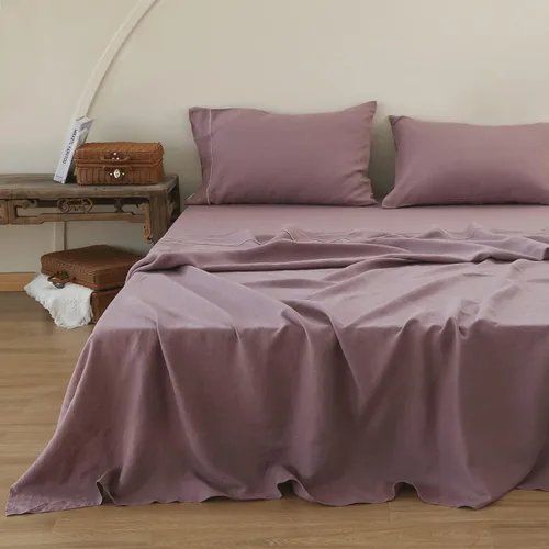 Miniatura 18 de Simple&Opulence - Juego de sábanas de lino 100 % lavado, tamaño Queen, lino natural francés, 4 piezas, transpirables, ultrasuaves; ropa de cama
