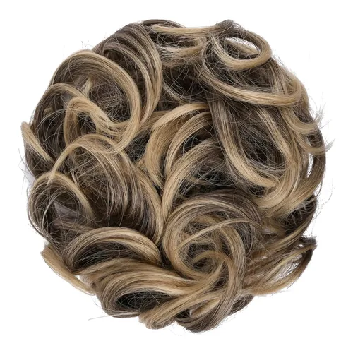 Miniatura 2 de Elaine Extensión de moño grande y desordenado, moño rizado, piezas de cabello sintético ondulado grande con coletero grueso para cola de caballo