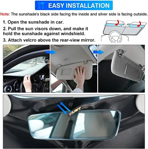 Miniatura 6 de KUST Parasol para parabrisas de ajuste personalizado para Nissan Murano, accesorios 2015-2024, protector de visera solar, plegable, bloquea
