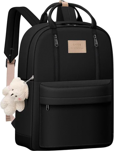GAXOS Bonita mochila para la escuela, mochila estética, para mujeres y niñas, bolsa negra para libros estilo coreano