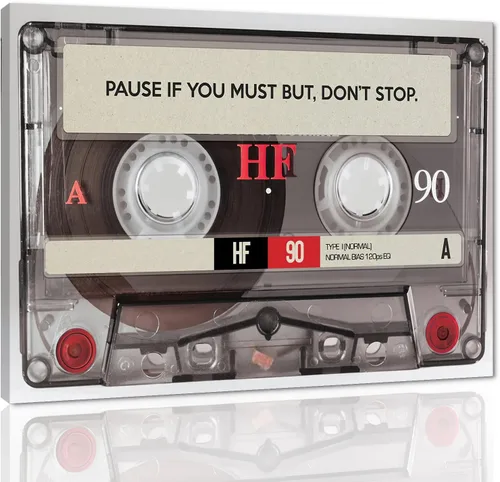 Miniatura 37 de Pause If You Must but Don't Stop Positive Quotes Posters and Prints - Lienzo inspirador, arte de pared, cinta retro para amantes de la música