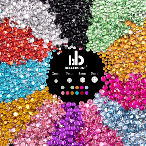 Miniatura 2 de Kits de diamantes de imitación de espalda plana, diamantes de imitación coloridos+gemas de cristal AB con pegamento de secado rápido+lápiz