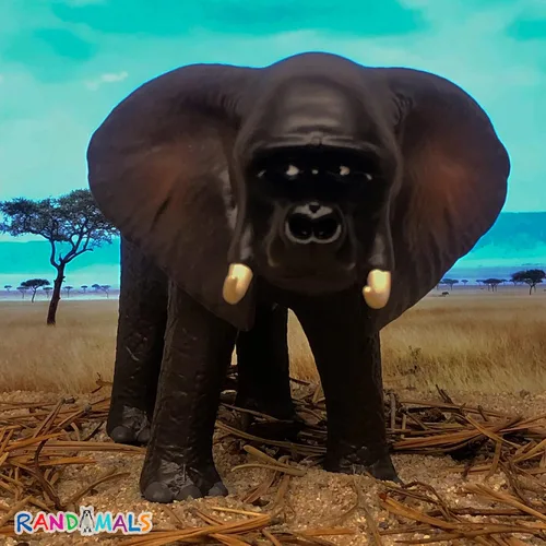 Miniatura 4 de Randimals Figura de elefante de 5 pulgadas, figura de acción de animal de goma dura de alta calidad, amigo híbrido fomenta la aventura