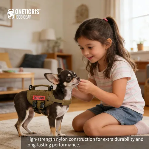 Miniatura 7 de Arnés táctico para perro, chaleco Milltary con mango vertical duradero para perros XXS Marrón