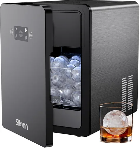 Miniatura 17 de Silonn - máquina de hielo para encimera, máquina de hielo portátil de acero inoxidable con asa de transporte, máquinas de hielo autolimpiables