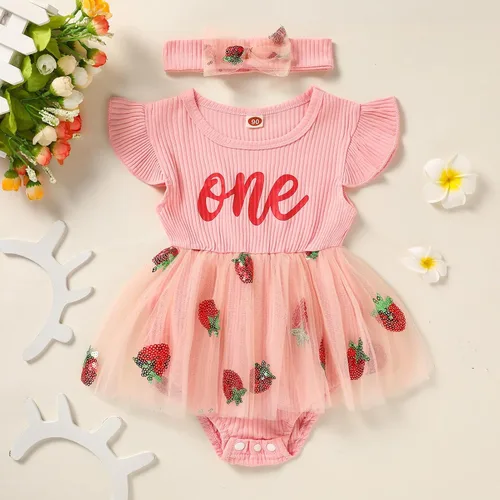 Miniatura 21 de GRNSHTS Traje de bebé niña 1er cumpleaños traje acanalado tul mameluco princesa pastel Smash sesión de fotos ropa + diadema