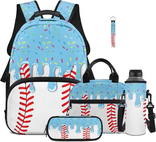 Miniatura 16 de Bulopur Eagle American Flag Print Kids Backpack Boys Elementary School 17 Inch Bookbag With Lunch Bag Water Bottle Holder Keychain Pencil Case 5