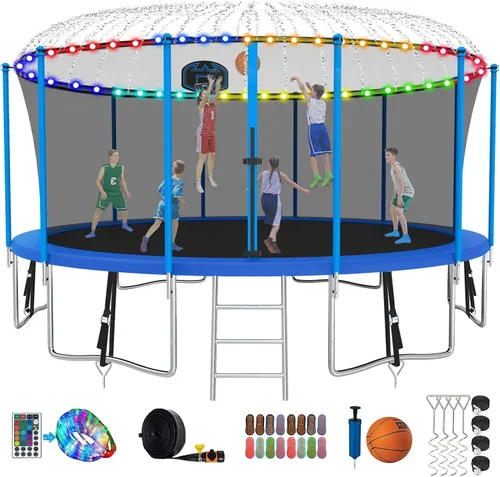 Miniatura 10 de SKYUP Tranpoline 1500LBS 16 15 14 12 10 8 FT Tranpoline for 7-10 Kids and Adults, Heavy-Duty Outdoor Tranpoline with Enclosure Net, Basketball Hoop