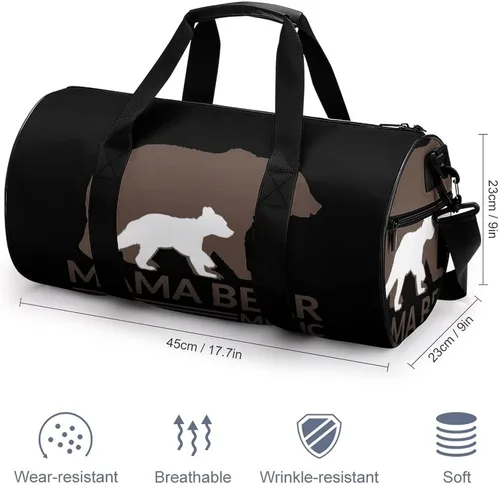 Miniatura 2 de Mama Bear - Bolsa de lona cilíndrica ligera para viajes, gimnasio, con correa para el hombro, para deportes, entrenamiento, yoga
