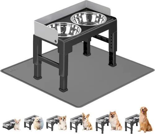 Miniatura 9 de Marchul Cuencos elevados para perros, cuencos elevados de agua para alimentos para perros con 2 cuencos gruesos de acero inoxidable, 4 alturas