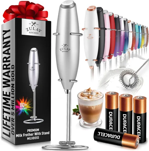 Miniatura 402 de Zulay Milk Boss Espumador de leche potente manual, hace espuma para latte, batidor para mezclar bebidas, café, miniespumador para capuchino, frappé