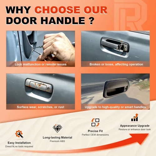Miniatura 5 de Manija de puerta trasera Tundra resistente con orificio de cerradura compatible con Tundra 2000-2006, manija de pestillo de puerta trasera mejorada