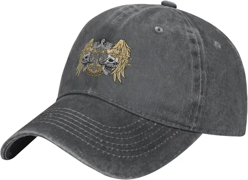 Cowboy Hat Trendy Hats for Man and Women Djustable Four Season Outdoor Baseball Cap of Hell Skull with Angel Deep Heather