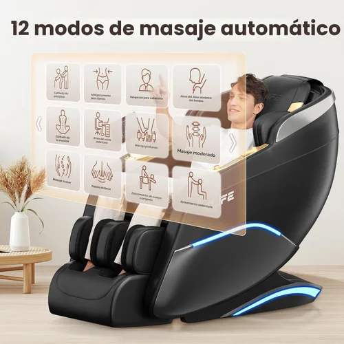 Miniatura 3 de TLIFE Silla de masaje de cuerpo completo, reclinable de gravedad cero de 160° con escaneo corporal, silla de masaje Shiatsu SL-Track de 50 pulgadas