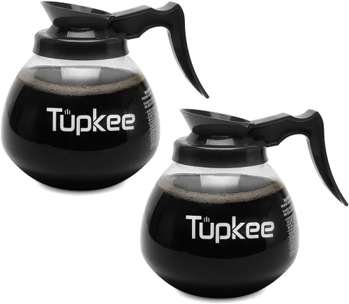 Miniatura 10 de Cafetera de repuesto de vidrio – Jarra de decantador de restaurante comercial resistente a los golpes, 64 onzas, 12 tazas, juego de 2 – 1 negro y 1