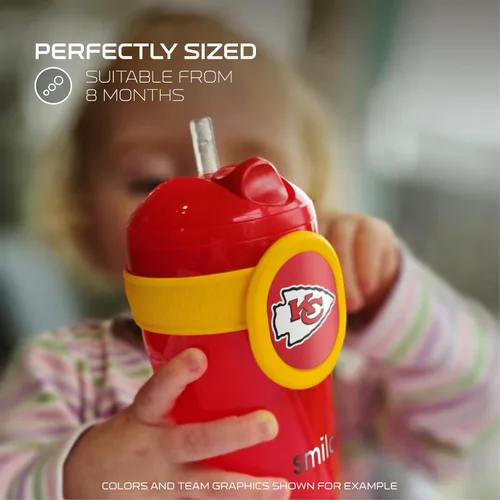 Miniatura 8 de Smilo Vaso con popote de Arizona Cardinals con licencia oficial de la NFL, para bebés y niños pequeños, con popote de silicona ponderado y capacidad